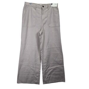 NWT Highest Rise Wide Leg Twill Womens Pants Size 16‎ Cream Grunge  Y2K Pockets